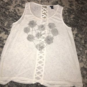 Floral Hearts White Tank Shirt